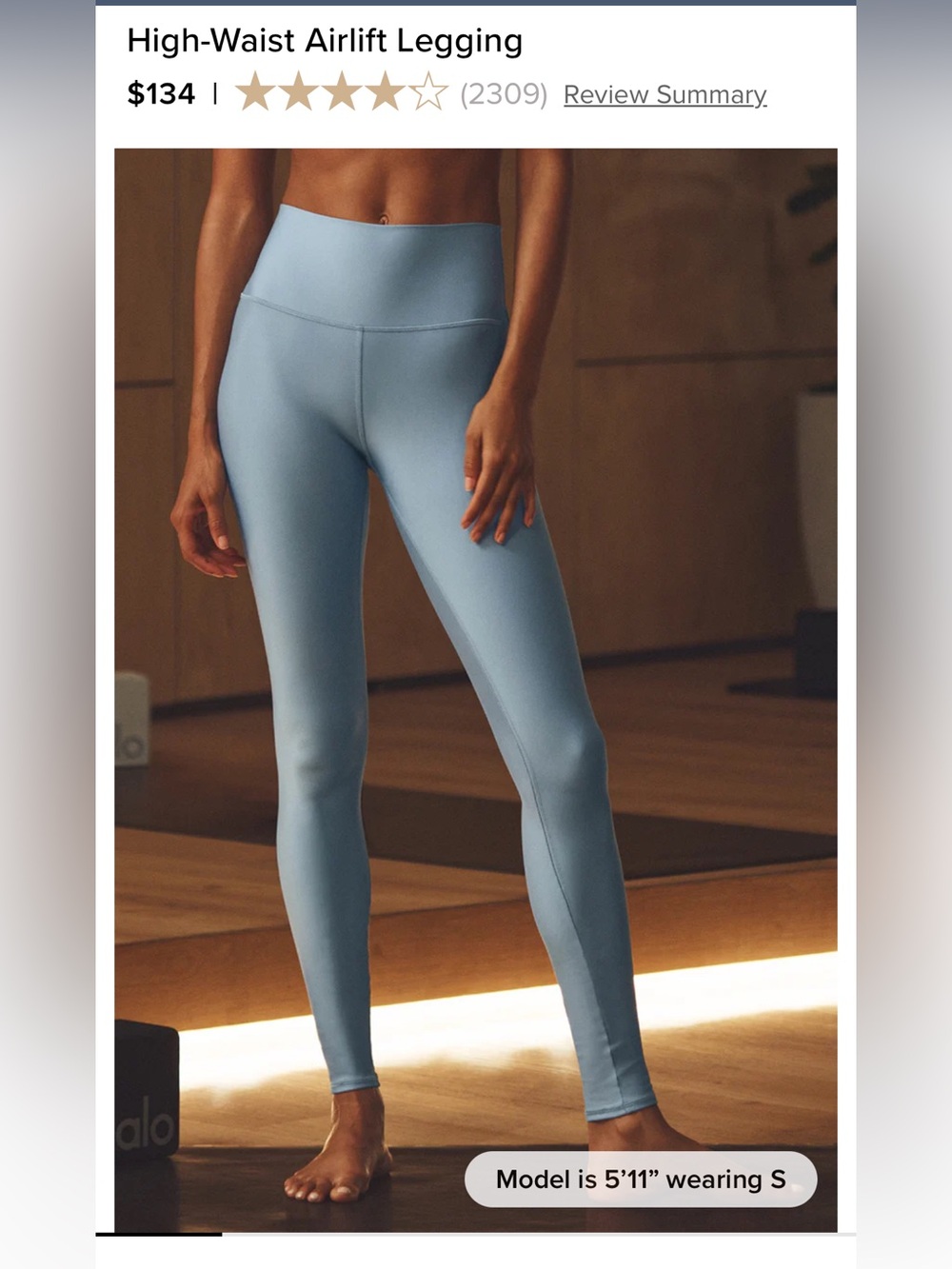 Gorgeous $140 ALO YOGA  7/8 High-Waist Airlift legging Limited: Celestial Blue M